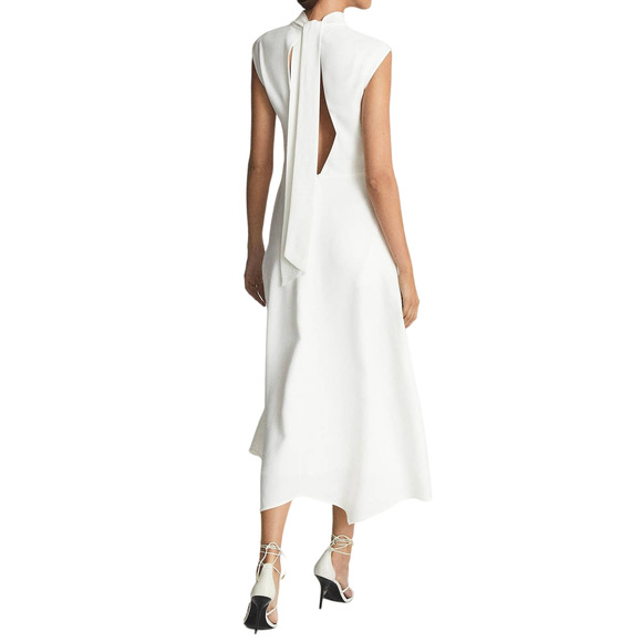 REISS Livvy Open Back Midi Dress Size 6 White Sleeveless Mock Neck 0152 - Picture 2 of 16